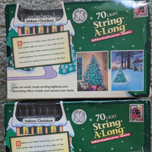 2 Sets of Vintage GE 70 Christmas Light String A Long Clear Bulb Indoor/Outdoor - Picture 2 of 2